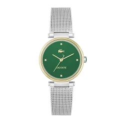 LACOSTE Montre Orba Vert cadran doré fond vert bracelet acier argenté