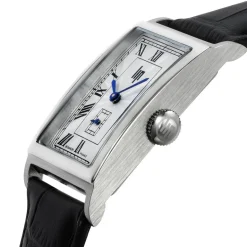 Outlet LIP Montre Churchill T24 Argenté cadran argenté fond argenté bracelet cuir de vache noir