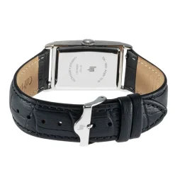 Outlet LIP Montre Churchill T24 Argenté cadran argenté fond argenté bracelet cuir de vache noir