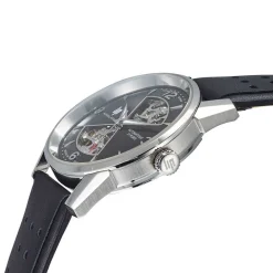 Best LIP Montre Himalaya Sablier 40 Noir cadran argenté fond noir bracelet cuir noir