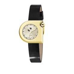 Discount LIP Montre Mach 2000 Mini Moon Doré cadran doré fond doré bracelet cuir de vache noir
