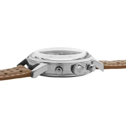 Best LIP Montre Rallye Bleu cadran argenté fond bleu bracelet cuir marron