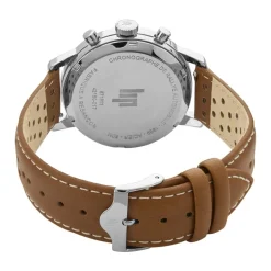 Best LIP Montre Rallye Bleu cadran argenté fond bleu bracelet cuir marron