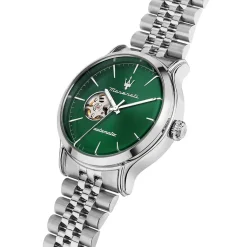 Best MASERATI Montre Epoca Vert cadran argenté fond vert bracelet métal argenté