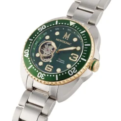 Sale MONTIGNAC Montre Marina Vert cadran argenté fond vert bracelet acier argenté
