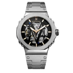 MONTIGNAC Montre Octagon Automatique Noir* Montres Made In France|Montres Squelettes