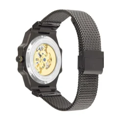 MONTIGNAC Montre Octogon Automatique Noir cadran noir fond noir bracelet acier noir