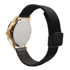 Clearance MONTIGNAC Montre Round Noir cadran doré fond noir bracelet acier noir