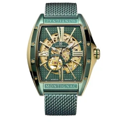 MONTIGNAC Montre Tonneau Automatique Vert* Montres Made In France|Montres Squelettes