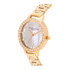 Clearance OLIVIA BURTON Montre Treasure Nacre Blanche cadran doré fond nacre bracelet acier doré