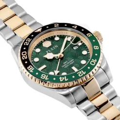 Best PHILIPP PLEIN Montre Gmt-i Challenger Vert cadran bicolore fond vert bracelet acier bicolore