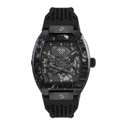 Online PHILIPP PLEIN Montre High-conic Noir cadran noir fond noir bracelet silicone noir