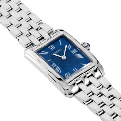 Outlet SEIKO Montre Classique Bleu cadran argenté fond bleu bracelet acier argenté