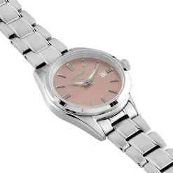 Discount SEIKO Montre Classique Rose cadran argenté fond rose bracelet acier argenté