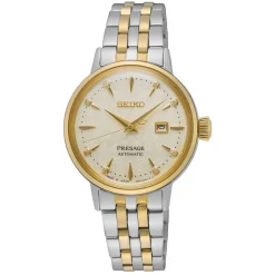 Best SEIKO Montre Presage Cocktail Champagne cadran bicolore fond champagne bracelet acier bicolore