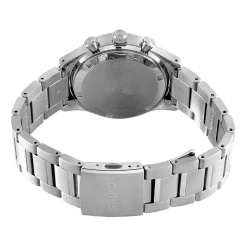 SEIKO Montre Sport Noir cadran argenté fond noir bracelet acier argenté