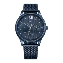 TOMMY HILFIGER Montre Damon Bleu cadran bleu fond bleu bracelet acier bleu