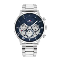 Hot TOMMY HILFIGER Montre Legend Bleu cadran argenté fond bleu bracelet acier argenté