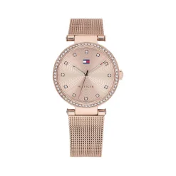 Hot TOMMY HILFIGER Montre Lynn Rose cadran doré rose fond rose bracelet acier rose