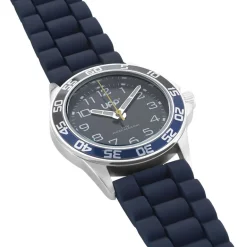 Outlet UPP Montre Axel Bleu cadran argenté fond bleu bracelet silicone bleu