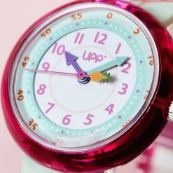 Outlet UPP Montre Beatty Multicolore cadran rose fond multicolore bracelet plastique vert