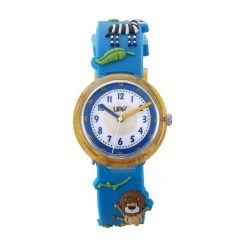 Sale UPP Montre Fuzzy Bicolore cadran orange fond bicolore bracelet plastique bleu