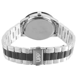 Sale UPP Montre Matthieu Noir cadran argenté fond noir bracelet métal bicolore