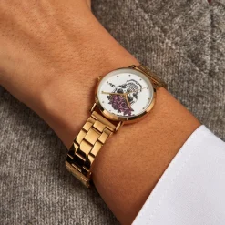 Discount UPP Montre Solena Blanc cadran doré fond blanc bracelet acier doré