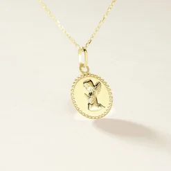 Histoire d'Or Pendentif Ange Rond Cisele* Bijoux Personnalisés|Pendentifs