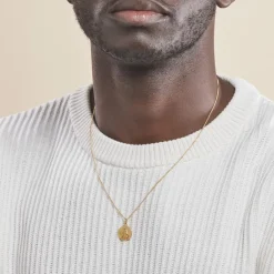 New Histoire d'Or Pendentif Ange Rond Effet Diamante Or Jaune