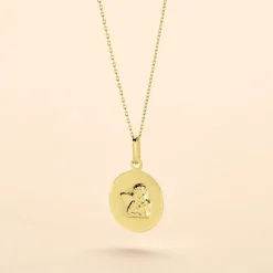 Hot Histoire d'Or Pendentif Ange Rond Satine Or Jaune