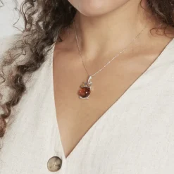 Discount Histoire d'Or Pendentif Argent Blanc Benoite Ambre