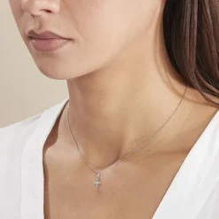 Sale Histoire d'Or Pendentif Bathilde Croix Striee or blanc