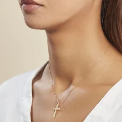 Clearance Histoire d'Or Pendentif Benny Croix Ciselee Or Jaune