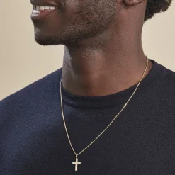 Discount Histoire d'Or Pendentif Benny Croix Ciselee Or Jaune