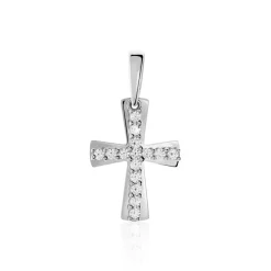 Discount Histoire d'Or Pendentif Canice Croix Or Blanc Oxyde De Zirconium