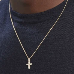 New Histoire d'Or Pendentif Canice Croix Or Jaune Oxyde De Zirconium