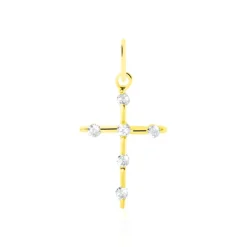 Discount Histoire d'Or Pendentif Canice Croix Or Jaune Oxyde De Zirconium