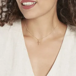 Discount Histoire d'Or Pendentif Canice Croix Or Jaune Oxyde De Zirconium