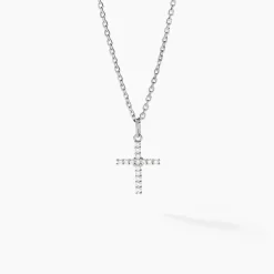 Histoire d'Or Pendentif Canice Croix Or Blanc Oxyde De Zirconium* Pendentifs|Pendentifs