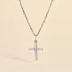 Histoire d'Or Pendentif Canice Croix Or Blanc Oxyde De Zirconium* Pendentifs|Pendentifs