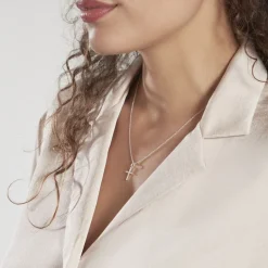 Histoire d'Or Pendentif Canice Croix Or Blanc Oxyde De Zirconium* Pendentifs|Pendentifs