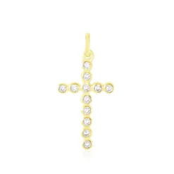 New Histoire d'Or Pendentif Canice Croix Or Jaune Oxyde De Zirconium
