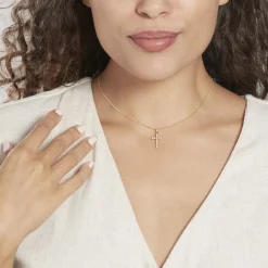 New Histoire d'Or Pendentif Canice Croix Or Jaune Oxyde De Zirconium