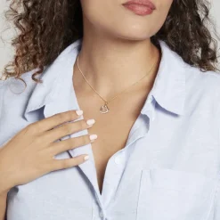 Histoire d'Or Pendentif Coeur Penche Double Or Tricolore Oxyde De Zirconium