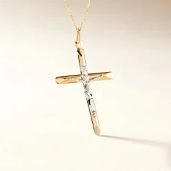 Histoire d'Or Pendentif Damian Croix Or Bicolore* Pendentifs|Pendentifs