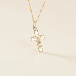 Outlet Histoire d'Or Pendentif Damian Croix Or Jaune