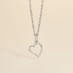 Histoire d'Or Pendentif Eudocie Coeur Strie Or Blanc* Pendentifs|Pendentifs