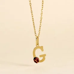 Best Histoire d'Or Pendentif Helidie Coccinelle Lettre Or Jaune