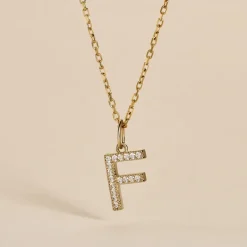 Outlet Histoire d'Or Pendentif Lettre F Or Jaune Oxyde